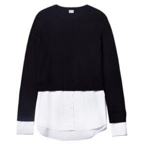 Kule Women’s Mixed Media Sweater Twofer Ribbed Business Casual Size M Black